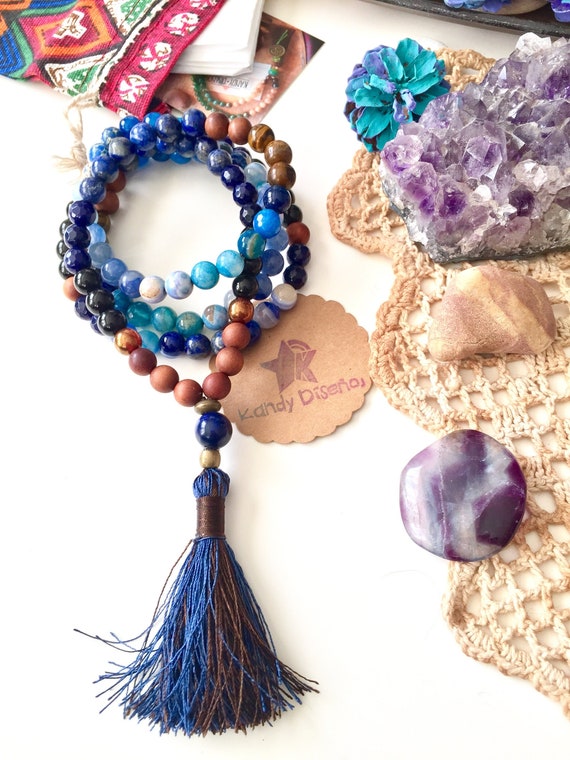 lapis mala beads