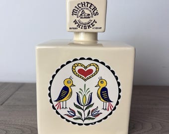 Vintage MICHTER'S Whiskey Hex Bottle Ceramic Decanter Liquor Bottle Empty