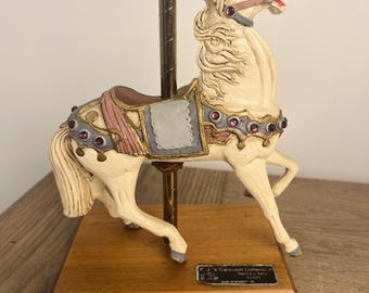 VINTAGE RARE PJ's Carousel Horse Wood Carved Figurine "laughing horse"