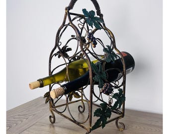 Vintage Grape Vine Design Metal Wine Rack (5Bottle Capacity)
