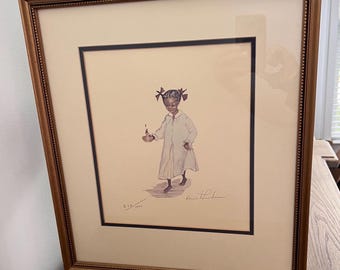 Vintage Annie Lyle Viser "Primrose" firmado, impresión de arte numerada, arte popular enmarcado