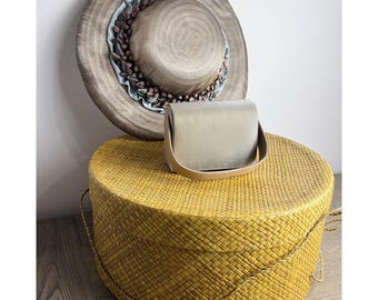 Vintage Hat Box Set Floral Hat & Matching Purse Mid Century Ladies Access