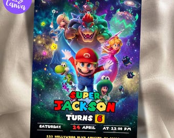 Super Mario Galaxy Birthday Invitation, Outer Space Party Invite for Boys, Editable Canva Template, Instant Download, 5x7 inch