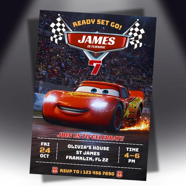 Invitation rayo mcqueen - Etsy México