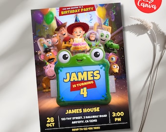 Toy Story Birthday Invitation, Editable Any Age Toy Story Party Invite, Canva Template, Kids Birthday Invitation, Instant Download.