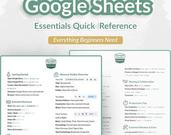 Google Sheets for Beginners | Essentials Cheat Sheet – Printable Quick Reference PDF