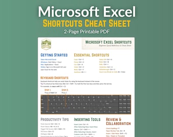 Excel Shortcuts Cheat Sheet | Printable Quick Reference PDF