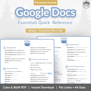 Googleドキュメント初心者向け｜2ページのチートシート - 印刷可能なクイックリファレンスPDF
