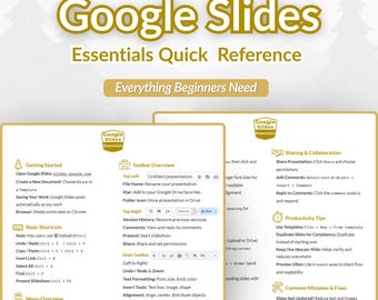 Google Slides Cheat Sheet for Beginners | Printable Quick Reference PDF