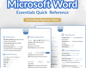 Microsoft Word for Beginners | Essentials Cheat Sheet – Printable Quick Reference PDF