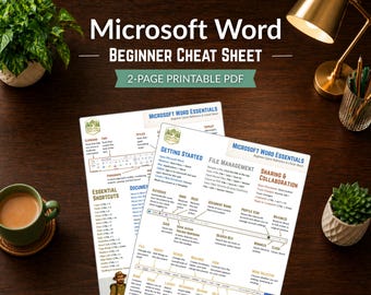 Microsoft Word for Beginners | Essentials Cheat Sheet – Printable Quick Reference PDF