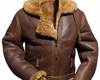 Men’s B3 Bomber Jacket – Genuine Leather Shearling Aviator Coat