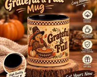Grateful & Full Turkey Mug | Accent Coffee Mug
