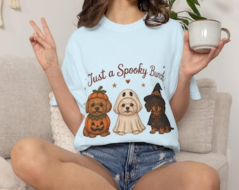 Comfort Colors® Spooky Puppies Halloween Tee, Garment-Dyed Cotton, Dog Mom Gift