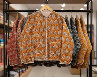 Traditional Suzani Print Quilted Jacket |Handmade Indian Ethnic Outerwear