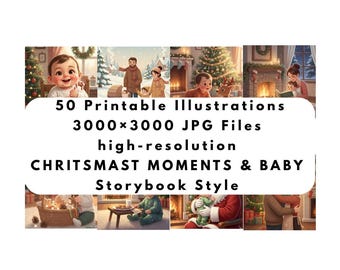 Weihnachts-Cliparts – 50 Bilder aus Kindergeschichten (JPG, 3000×3000) – Digitaler Download