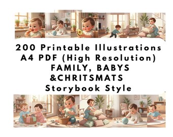 PDF-Bundle – 200 A4-Bilderbücher zum Thema „Baby-Montessori-Familienweihnachten“ – Digitaler Download