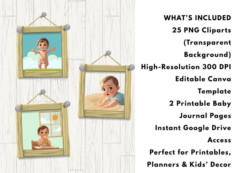 Baby Explorer Clipart PNG + Canva Template – 25 Transparent Storybook ...