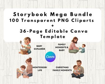 PNG-Bundle – 100 Bilderbuchillustrationen für Kinder – Digitaler Download