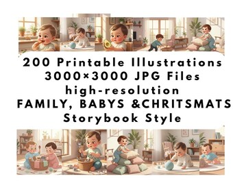 JPG-Bundle – 200 Bilderbücher für Babys und Familien zum Thema Montessori-Weihnachten – Digitaler Download