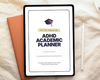 ADHD Digital Academic Planner for Students Neurodivergent Study Organizer Goodnotes College Planner Printable PDF 50 pages