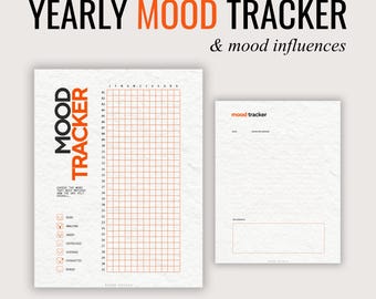 Mood Tracker Printable, Digital, Mental Health Journal PDF, Daily Mood Log with Influences & Insights, Self Care Tracker