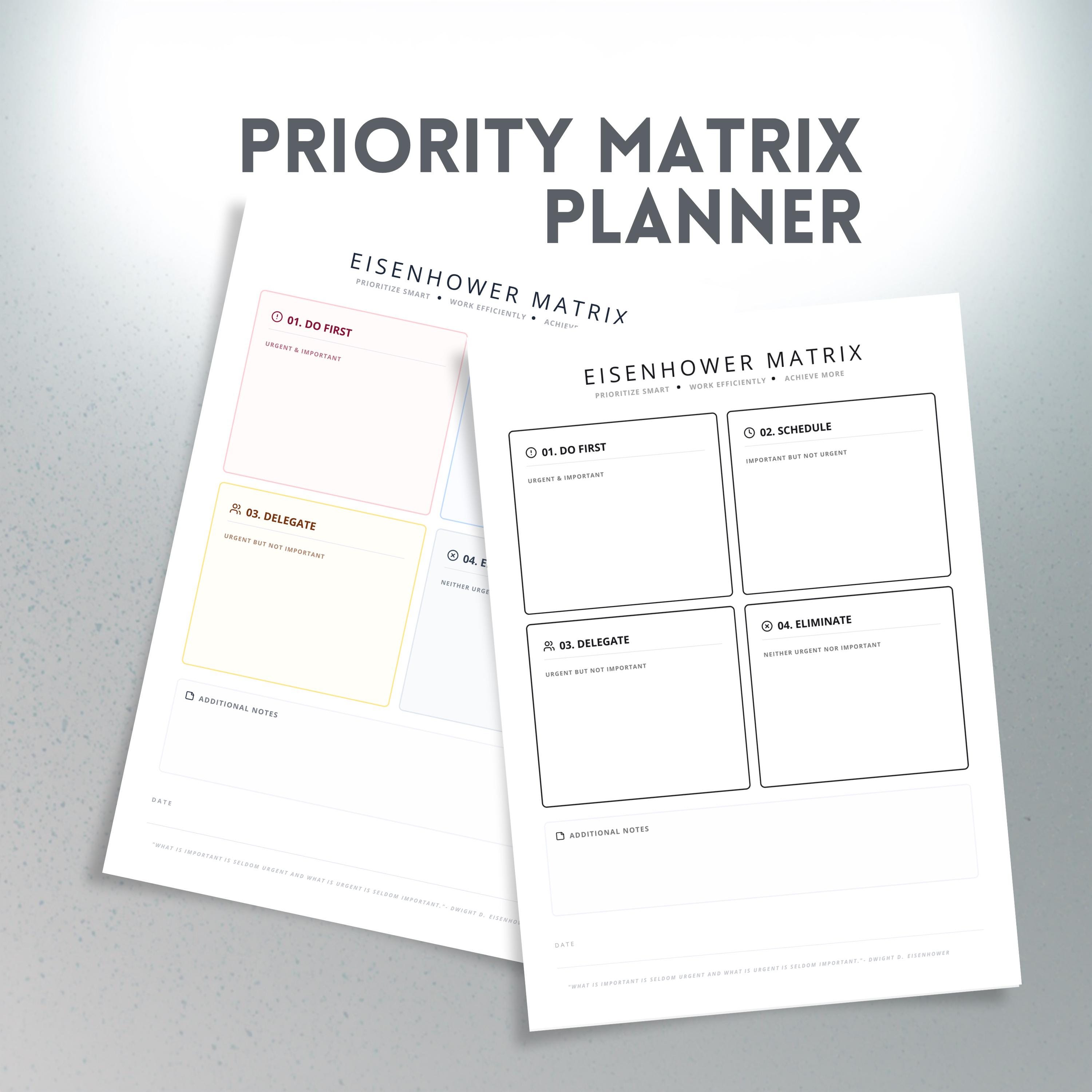 ADHD Eisenhower Matrix Printable | Task Prioritization Tool (PDF ...