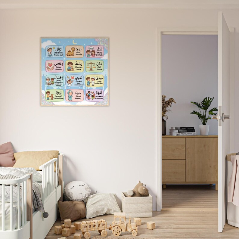 Islamic Values Kids Poster – Arabic & English, Muslim Nursery Art - Etsy