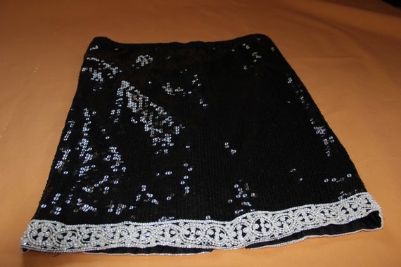 Vintage 1980s / 1990s Black Sequin / White Pearl … - image 3