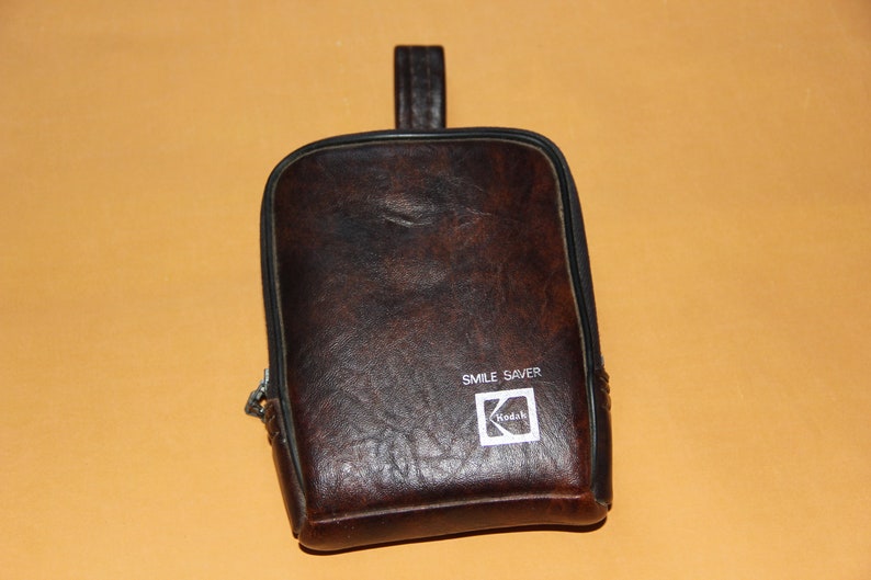 Vintage 1970s Kodak Pocket INSTAMATIC 10 Camera with Brown Leather Kodak Camera Zipper Case Bag