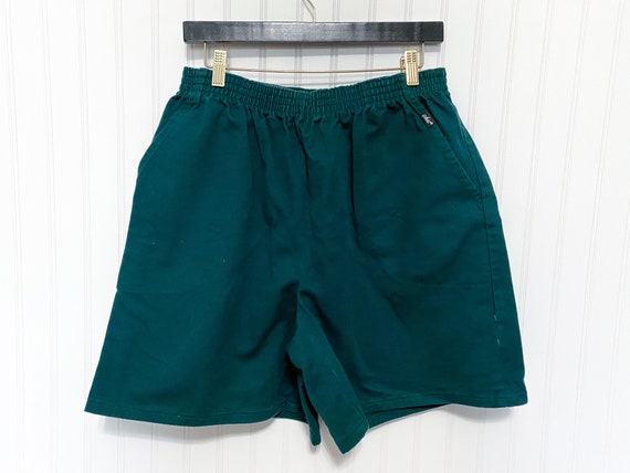 Vintage 1990s Chic Dark Forest Green Denim Elastic