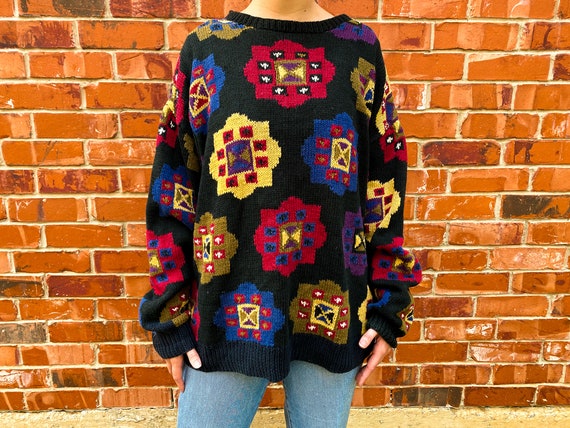 Vintage 1980s / 1990s Cricket Abstract Print Knit