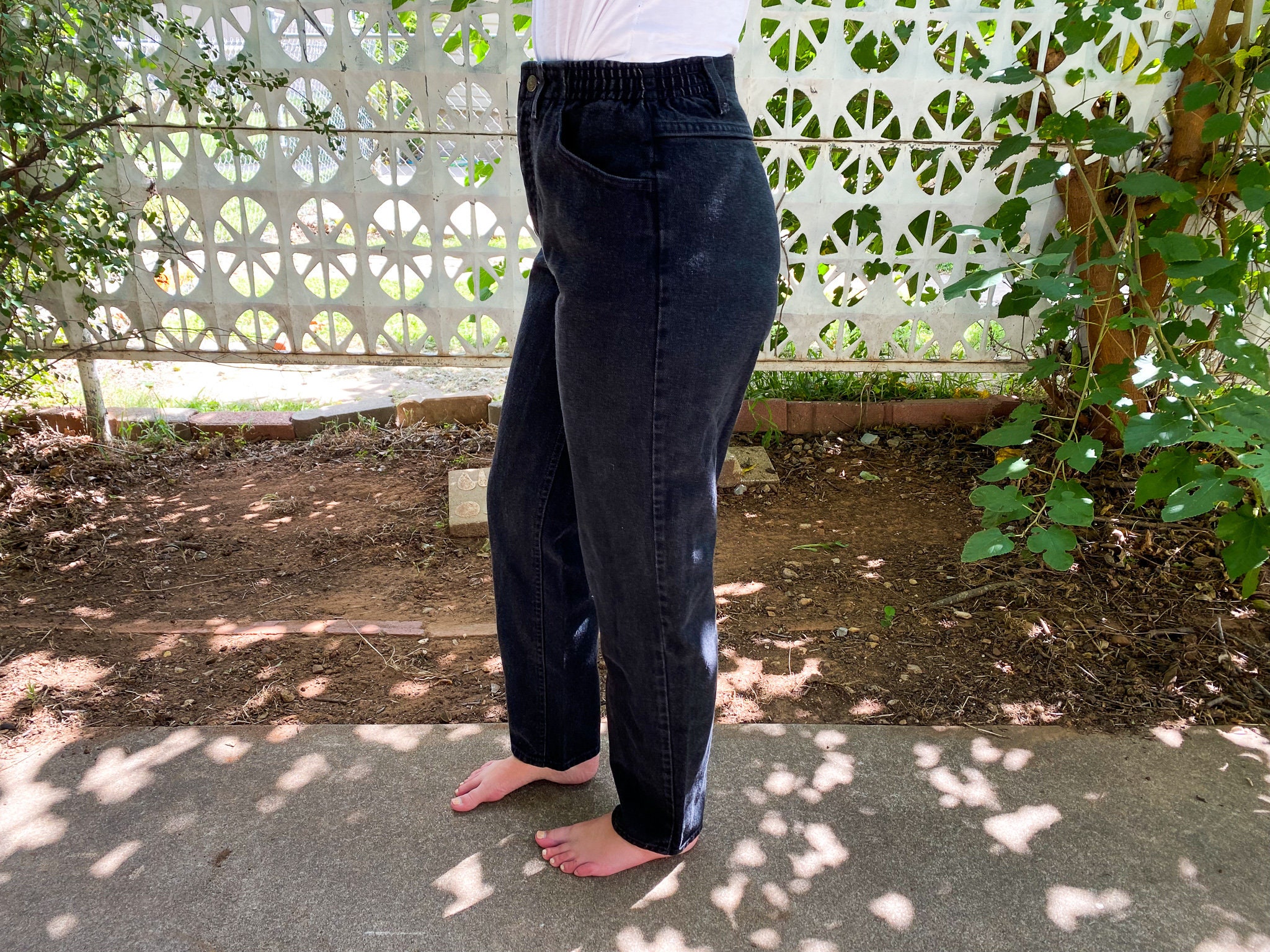 Vintage 1990s Lee Black Denim Elastic 