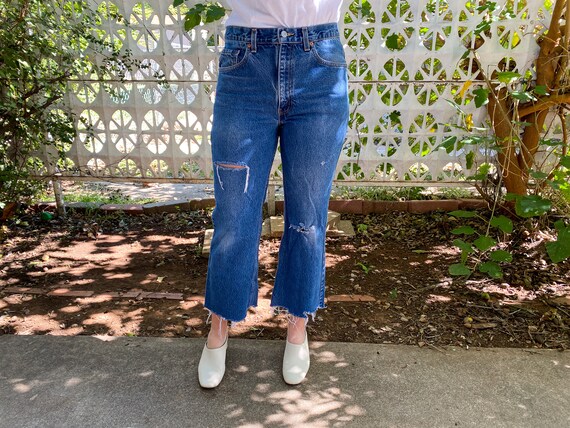 Vintage 1980s / 1990s Levi's 517 Medium Wash Denim Raw Hem - Etsy