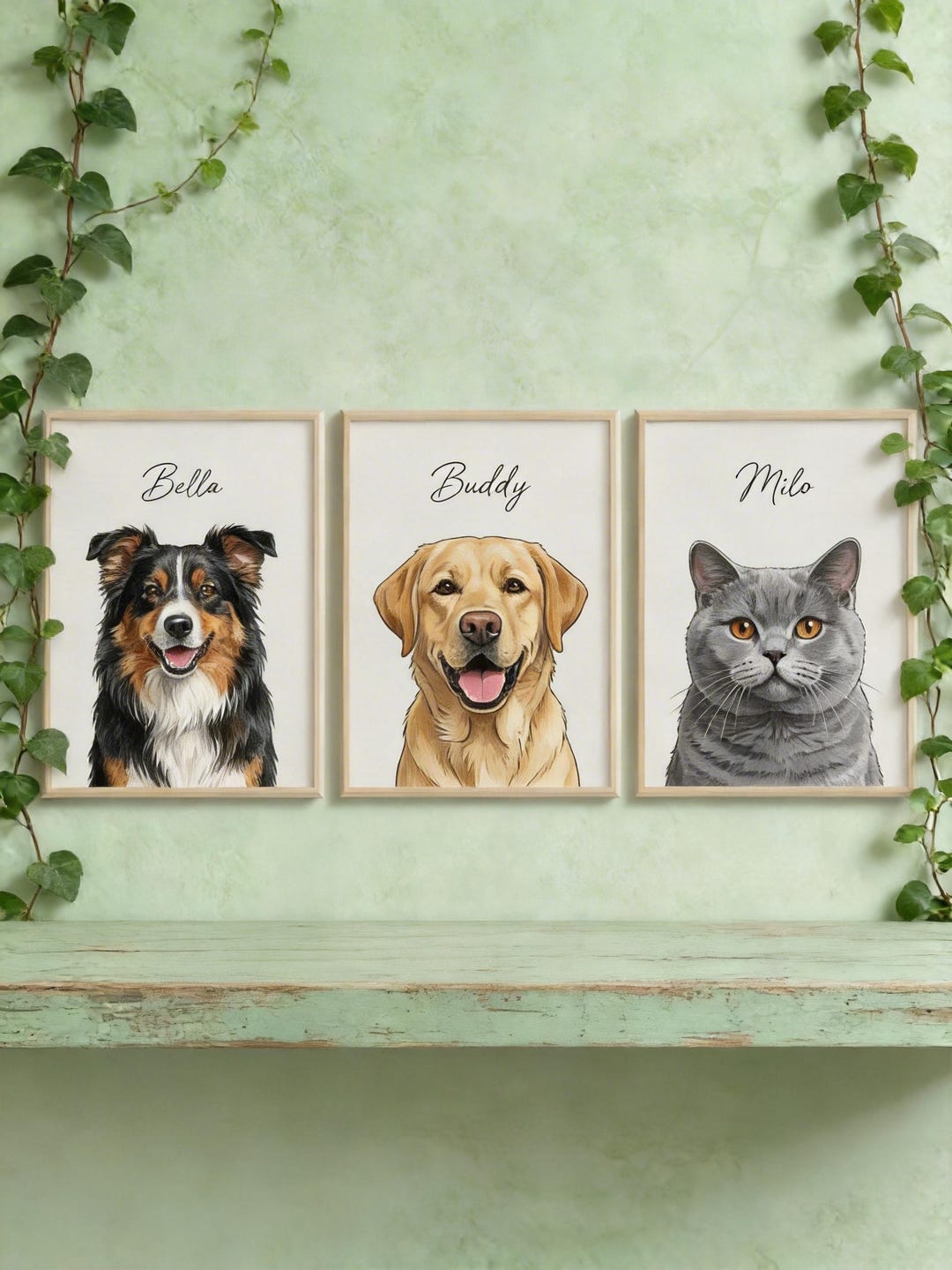Custom Watercolor Portraits Using Pet Photo Personalized Digital Dog ...
