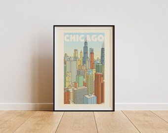 Póster / Chicago / Póster de viaje / Horizonte / viaje / ciudad