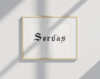Póster Servus | Arte mural bávaro | Lámina tipográfica | Decoración bávara | Póster minimalista | Regalo para los amantes de Baviera