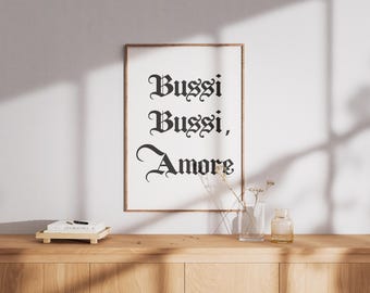 Póster "Bussi Bussi Amore" – Decoración bávara | Dicho dialectal con encanto como póster decorativo o tipográfico