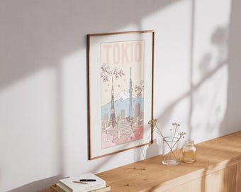 Póster / TOKIO / Póster de viaje / viaje / arte mural / decoración de pared / ciudad / vintage