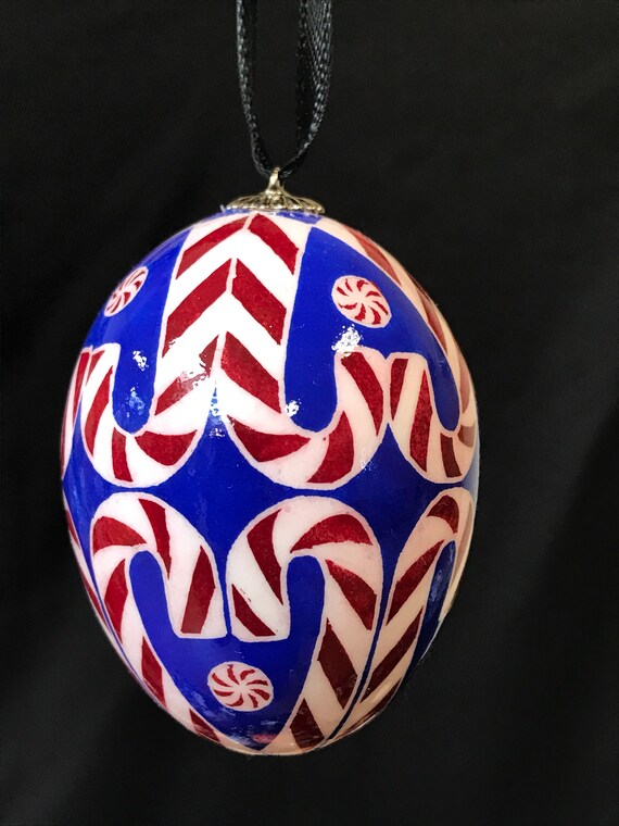 Candy Cane Sweet Red And White Candy Canes Duck Egg Shell Etsy