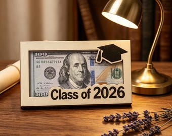 Caja de regalo de madera para guardar dinero de la promoción de 2026, con diseño de caja de regalo cortada con láser.