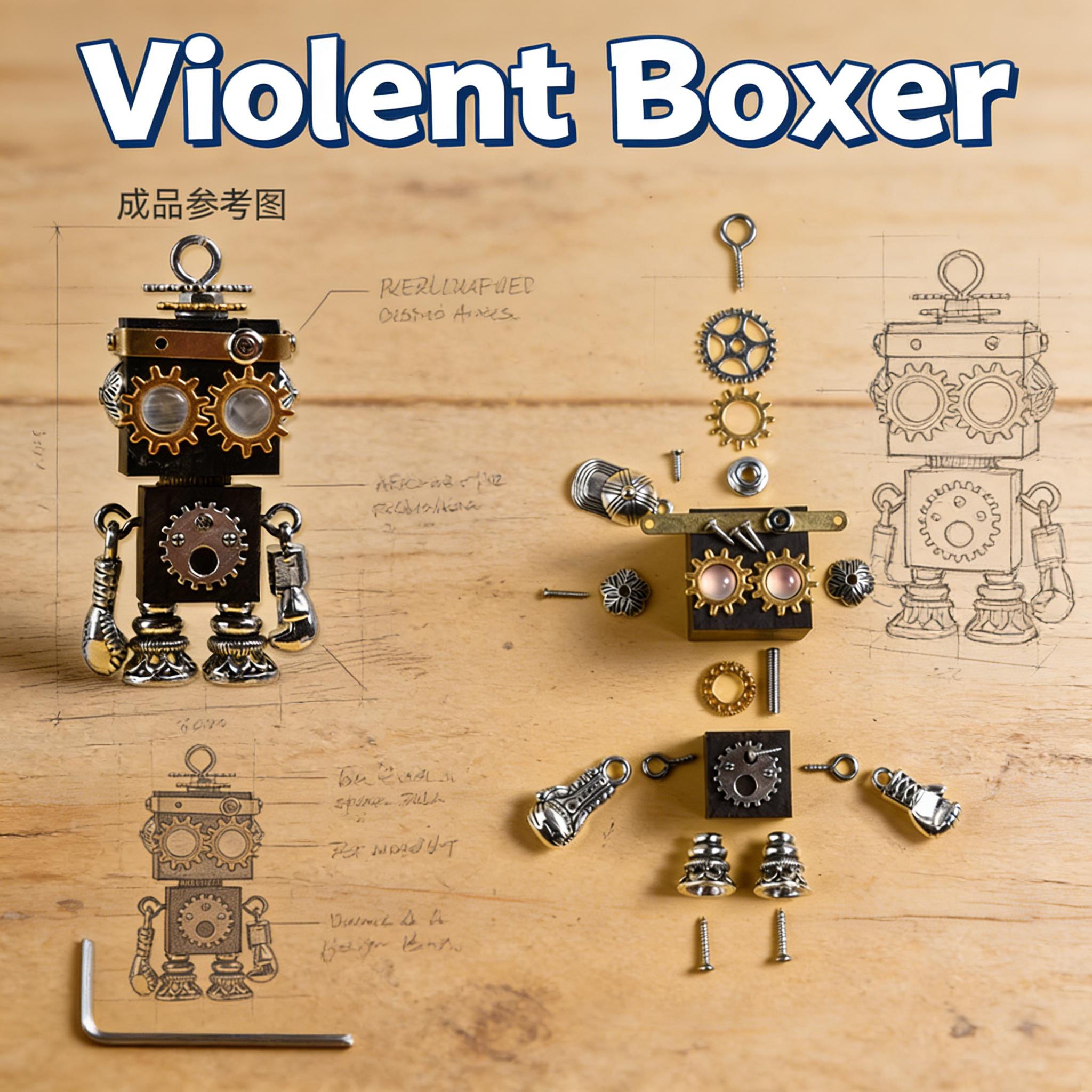 Walnut Wood Steampunk Robot DIY Kit, Mechanical Meditation Figure With ...