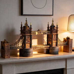 50 cm Most Londyński, drewniana układanka 3D, model architektoniczny, wycinany laserowo, dekoracja rzemieślnicza