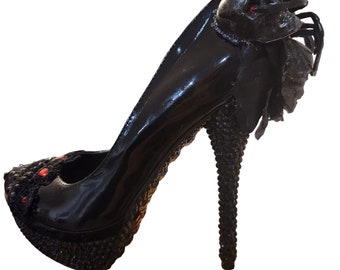 Gothic Vampire Baroque Victorian Halloween Black and Red Shoes