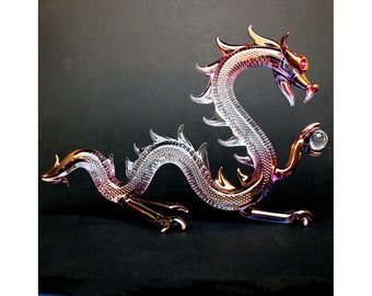 Dragon Serpent Figurine Hand Blown Glass Crystal Ball