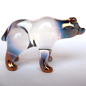 Bear Grizzly Hand Blown Glass Figurine Gold Black Bear