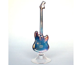 Figura de guitarra de cristal soplado a mano, escultura dorada