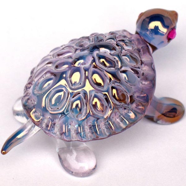 Turtle Tortoise Figurine of Hand Blown Glass and Crystal