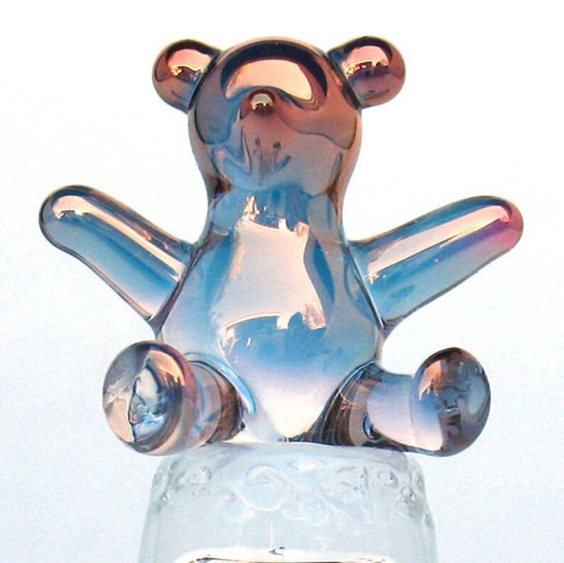 Teddy Bear Blown Glass Thimble Crystal Gold Figurine Etsy