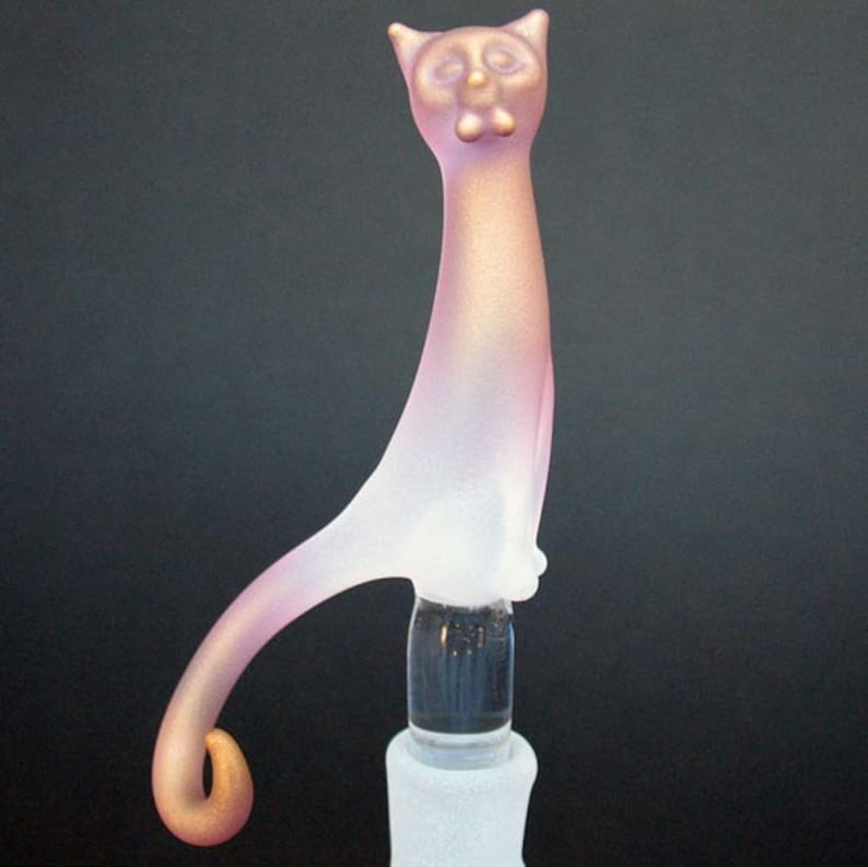 Cat Kitten Perfume Bottle Hand Blown Glass Gold Crystal Etsy